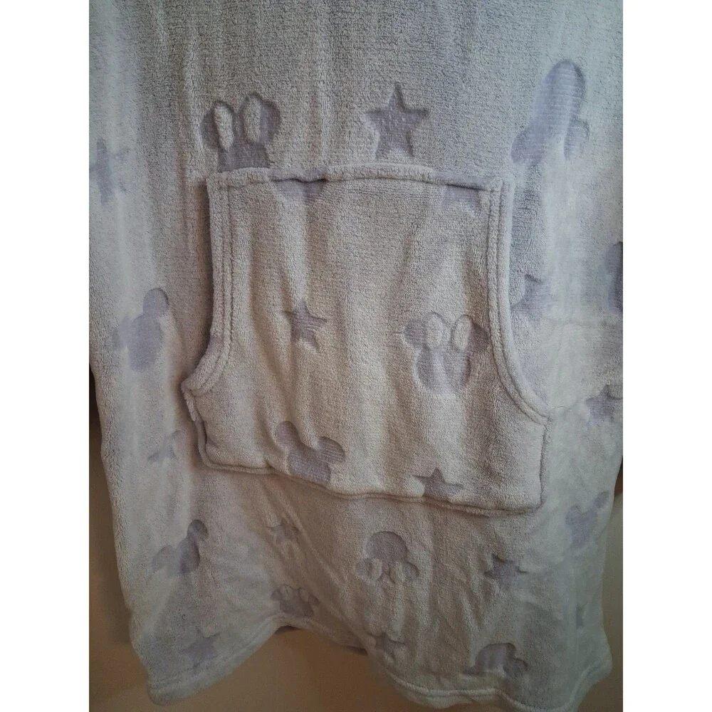 Disney Mickey Minnie Fleece Lounger Robe Large Sherpa Hoodie Blue Pullover